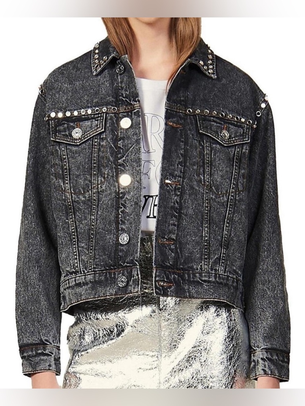 Sandro Ambre Mirror Stud
Denim Jacket